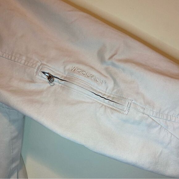 Woolrich Women’s Wool Flannel Lined Full Zip Ecru Beige Utility Cargo Jacket L - Picture 4 of 13